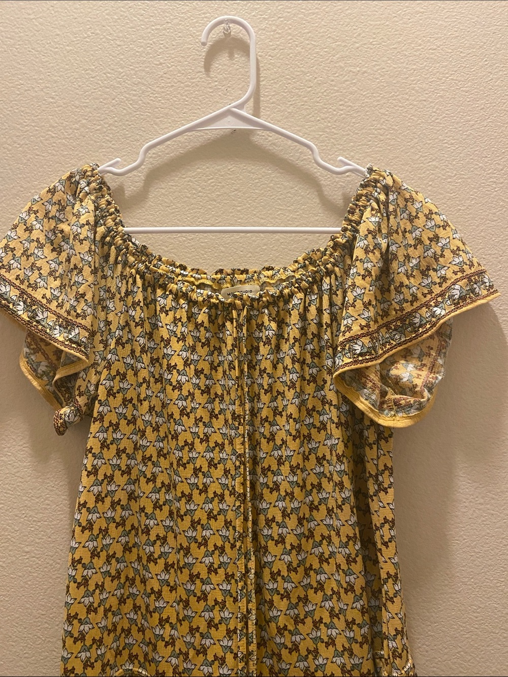 Yellow Floral cottage core Tiered Dress size large - Picture 2 of 6